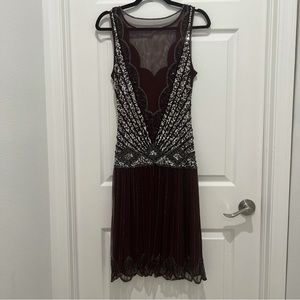 Gatsby Lady Burgundy Drop Waist Dress W Silver and Burgundy Sequins Size…